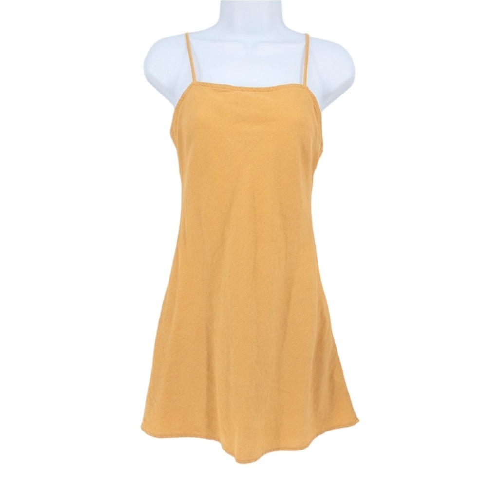 Abercrombie & Fitch Linen blend mustard yellow minimalist mini dress - Sm Petite